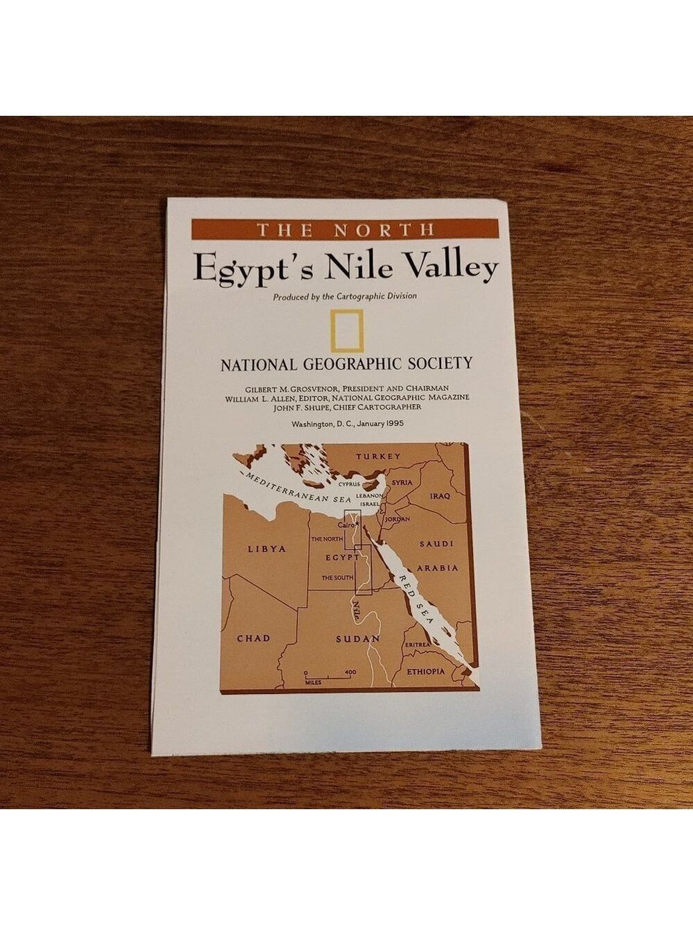 NATIONAL GEOGRAPHIC MAP of Egypt's Nile Valley January 1995